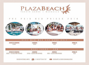 Plaza Beach VIP Beds Price List 2016