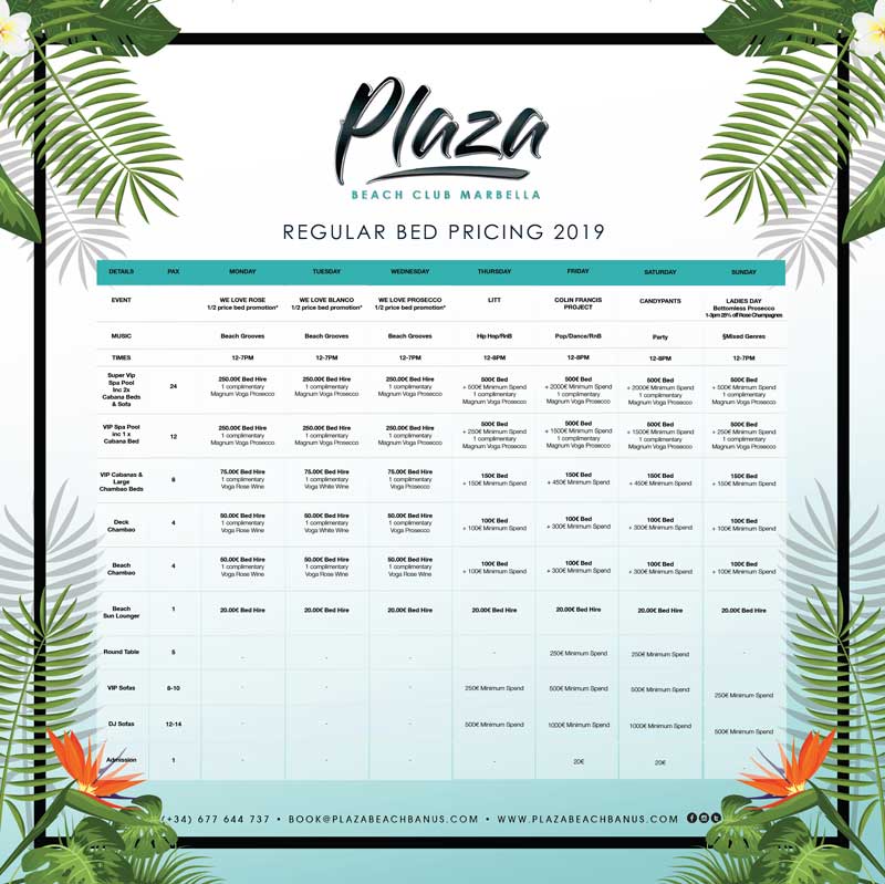 Plaza Beach Bed prices